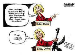 BETSY DEVOS AND GUNS FOR TEACHERS COLOR by Jimmy Margulies