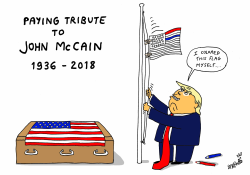 TRUMP PAYING TRIBUTE TO JOHN MCCAIN by Stephane Peray