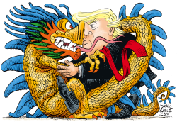 TRUMP DANCES WITH CHINA by Daryl Cagle