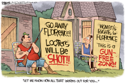HURRICANE FLORENCE AND GUNS by Rick McKee