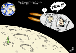 TRAVELLING TO THE MOON WITH ELON MUSK by Stephane Peray