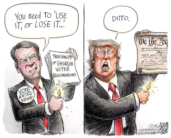 SUPPRESSING RIGHTS - TRUMP AND KEMP by Adam Zyglis