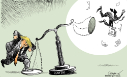 TRUMP TIPS THE SCALES OF JUSTICE by Patrick Chappatte