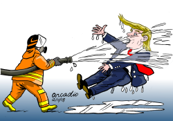 Firemen and Trump by Arcadio Esquivel