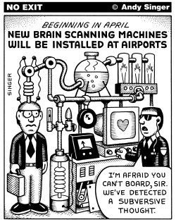 BRAIN SCANS AT AIRPORTS by Andy Singer
