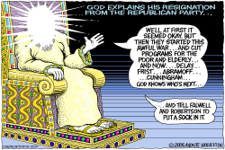 GOD QUITS REPUBLICAN PARTY  by Monte Wolverton