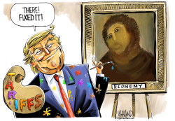 TRUMP FIXES THE ECONOMY PAINTING by Dave Whamond