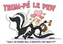 NANCY PELOSI TINKLE CONTEST WITH TRUMP SKUNK by RJ Matson