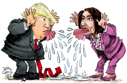 TRUMP AND PELOSI SPITTLE by Daryl Cagle