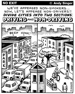 DIVIDE CITIES INTO DRIVING AND NONDRIVING SECTIONS by Andy Singer