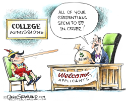 COLLEGE ADMISSIONS BRIBES by Dave Granlund