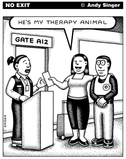 HES MY THERAPY ANIMAL by Andy Singer