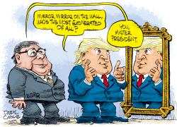 TRUMP MIRROR AND BARR by Daryl Cagle