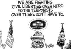 FIGHTING CIVIL LIBERTIES OVER HERE by Pat Bagley