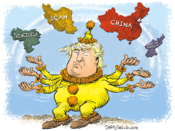 TRUMP JUGGLES TROUBLES by Daryl Cagle