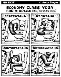 ECONOMY CLASS AIRPLANE YOGA by Andy Singer