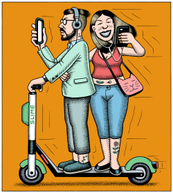 ELECTRIC SCOOTER COUPLE by Andy Singer