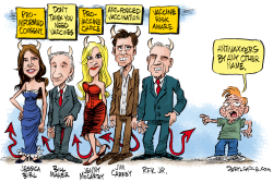 ANTIVAXXER CELEBRITY LABELS  by Daryl Cagle