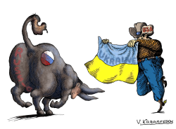 USA AND RUSSIA BULLFIGHT by Vladimir Kazanevsky