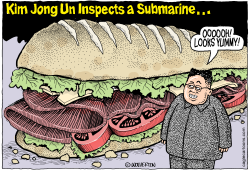 KIM JONG UN INSPECTS A SUBMARINE by Monte Wolverton