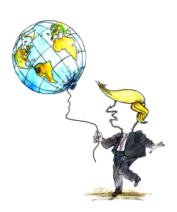 BARBED WIRE TRUMP AND BALLOON WORLD by Pavel Constantin