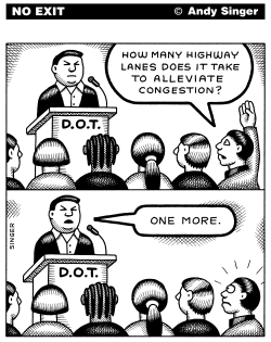 HOW MANY HIGHWAY LANES DOES IT TAKE by Andy Singer