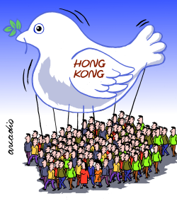 HONK KONG CLAIMS FOR FREEDOM by Arcadio Esquivel