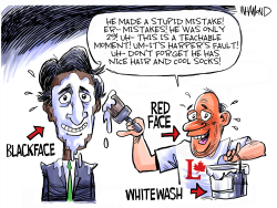 TRUDEAU BLACKFACE RED FACE by Dave Whamond