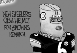 New Browns vs Steelers Helmet by Jeff Darcy
