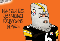 New Browns vs Steelers Helmet by Jeff Darcy