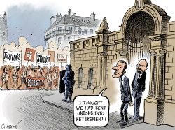 PENSION REFORM PROTESTS IN FRANCE by Patrick Chappatte