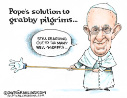 POPE SLAPS GRABBY PILGRIM by Dave Granlund