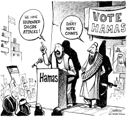 PALESTINIANS TO VOTE HAMAS by Patrick Chappatte