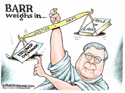 BARR TIPS JUSTICE SCALES by Dave Granlund