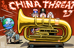 WEST TRUMPETS CHINA THREAT by Luojie