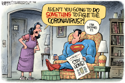 SUPERMAN FIGHTS CORONAVIRUS by Rick McKee