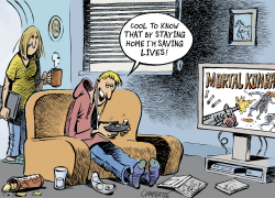 CONFINEMENT AT HOME by Patrick Chappatte