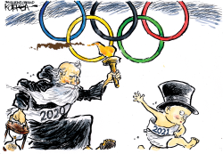 PASSING OF THE OLYMPIC TORCH by Jeff Koterba