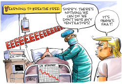 TRUMP AND THE VENTILATOR CRISIS by Dave Whamond
