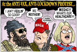AT THE ANTI VAX ANTI LOCKDOWN PROTEST by Monte Wolverton