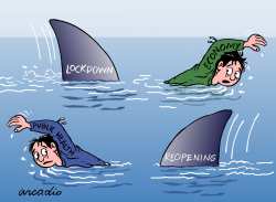 LOCKDOWN AND REOPENING. by Arcadio Esquivel