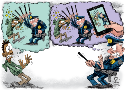 POLICE VIOLENCE AND CELL PHONE by Daryl Cagle