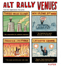 TRUMP RALLY VENUES by Peter Kuper