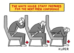 PRESIDENT'S STAFF PREPARES by Peter Kuper