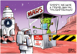 RED PLANET TRAVEL BAN by Dave Whamond