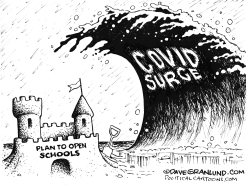 School openings vs COVID surge by Dave Granlund