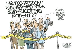 CHENEY SHOOTS THE BIRD   by John Cole
