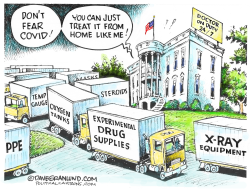 WHITE HOUSE COVID MEDS AND PPE by Dave Granlund