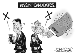 LOCAL NC - Cunningham and Tillis kissing contest by John Cole