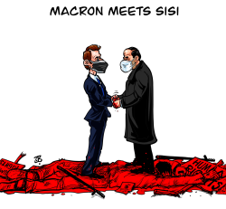 Macron meets Sisi by Emad Hajjaj